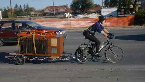 old refrigerator in transit