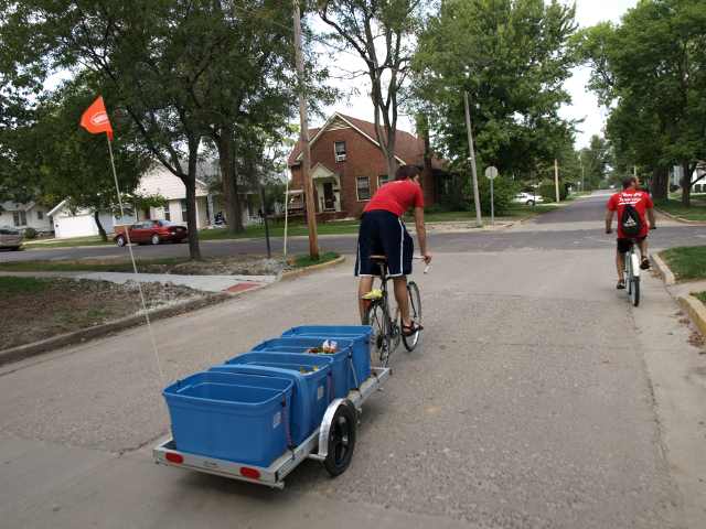 Rod Riders out on a composting run with their composting trailer